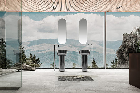 Раковина отдельностоящая прозрачная ABBER Kristall AT2702Onyx-H черный