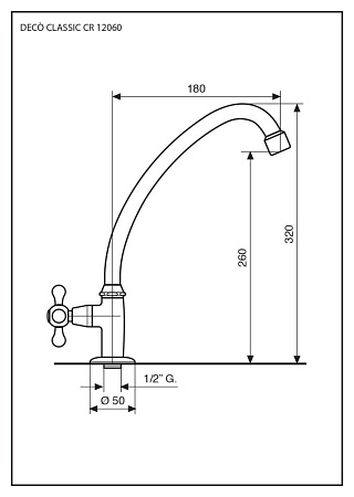 Кран Emmevi Deco Classic 12060OR для кухонной мойки, золото
