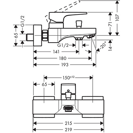 Смеситель Hansgrohe Metropol 32540000 для ванны, хром