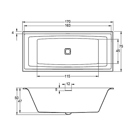 Ванна акриловая Riho Still Square B100001005 170x75