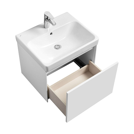 Тумба с раковиной Aquaton Асти 1A263101AX2B0 55 белый матовый/белый глянец