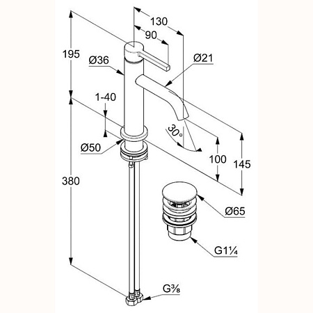 Смеситель Kludi Nova Fonte Pura 202885315 для раковины, белый матовый