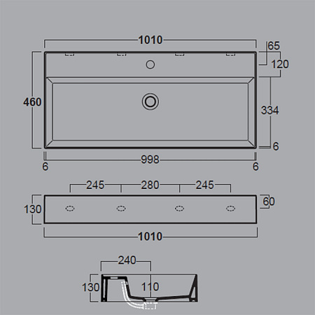 Раковина подвесная Simas Agile AG 101 bia 101x46x13 с 1 отверстием под смеситель, белый
