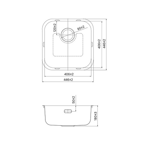 Мойка кухонная IDDIS Mate MAT44S0i77 44,6х44,6 хром