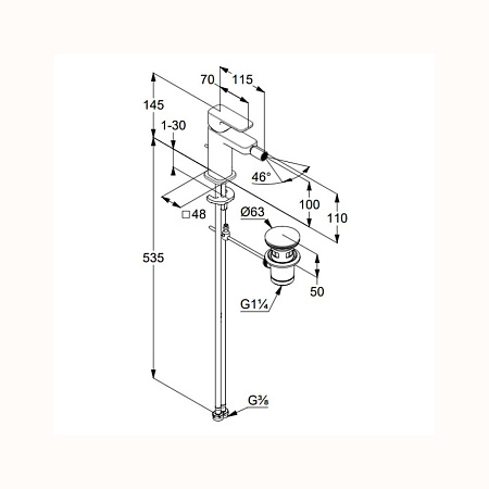 Смеситель для биде Kludi Renon 422160575 хром