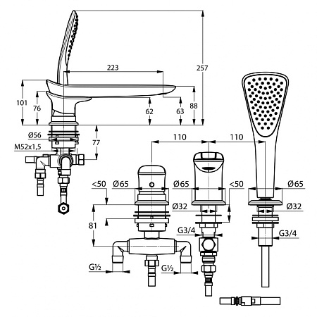 Смеситель Kludi Ambienta 534470575 на борт ванны, хром