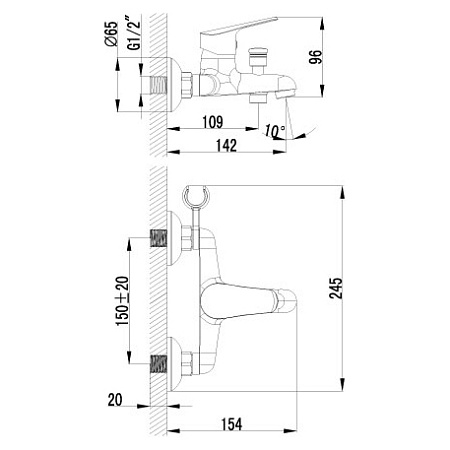 Смеситель  Lemark Partner LM6552C  для ванны
