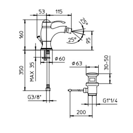 Смеситель Palazzani Palace 26401010 для биде хром