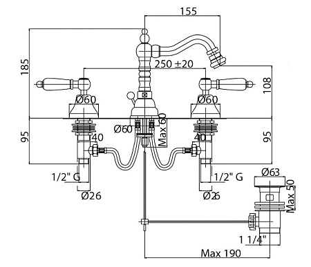 Смеситель Cezares Lord LORD-BBS2-02 для биде