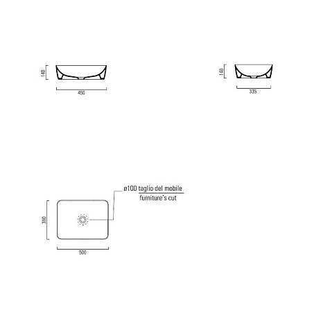 Раковина GSI Sand 903711 50х38 накладная, белый