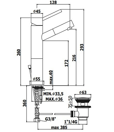 Смеситель Paffoni Birillo BI071CR93 для раковины, хром