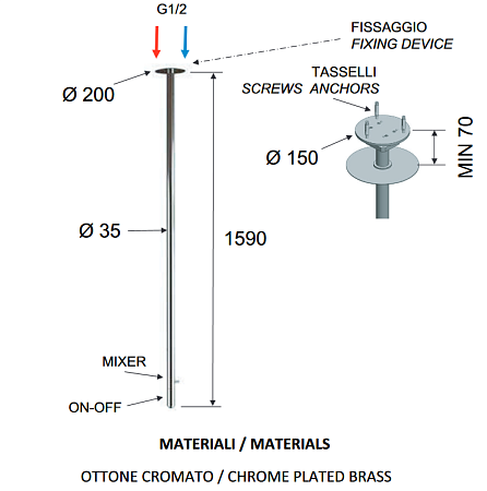Смеситель Remer Minimal N17 потолочный для раковины, хром