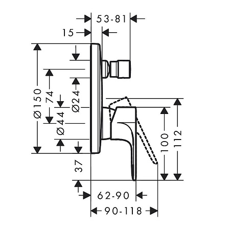 Смеситель Hansgrohe Rebris S 72467670 для душа, черный матовый