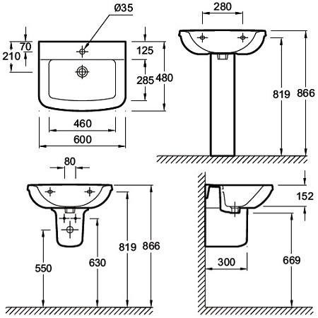 Раковина Jacob Delafon Panache E1435-00