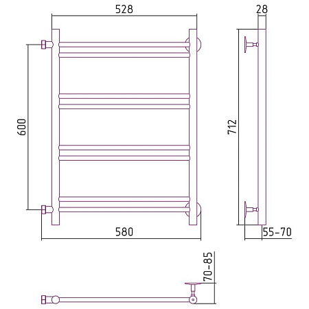 Полотенцесушитель водяной Стилье Версия-Б1 60х50 хром