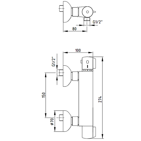 Термостат E.C.A. Thermostatic 102102341EX для душа