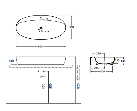 Раковина Azzurra Elegance ELLA090440CMBI/(ECI90M bi)*1 90x42 белый
