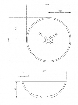 Раковина накладная ABBER Stein AS2608 белый матовый