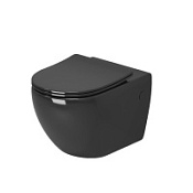 Унитаз подвесной Grossman Color GR-4411blackS с тонкой крышкой, черный глянцевый Унитаз подвесной Grossman Color GR-4411blackS с тонкой крышкой, черный глянцевый
