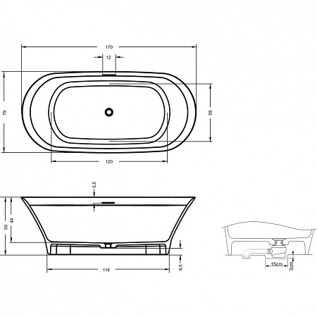 Ванна Riho Barca BS6000500000000 170х79