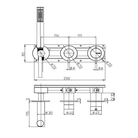 Смеситель Bossini Nobu INZ227.075 для душа, матовая нержавеющая сталь