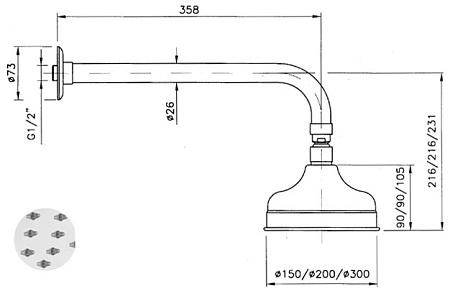Верхний душ Nicolazzi Classic Shower 5702 BZ 20
