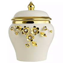 Баночка с крышкой Migliore Emozioni 26564 19 белый, декор золото, swarovski