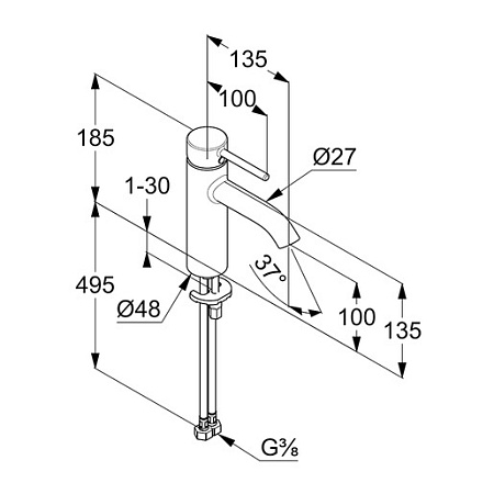 Смеситель Kludi Bozz 382823976 для раковины, черный матовый