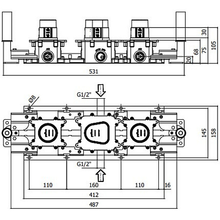 Cкрытая монтажная часть Paffoni Modular Box MDBOX001 для термостата