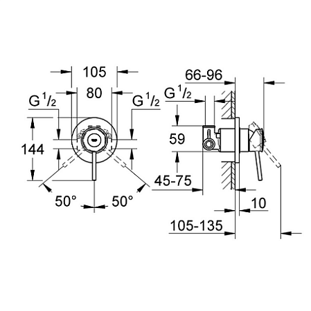 Смеситель Grohe BauClassic 29048000 для душа маленький корпус
