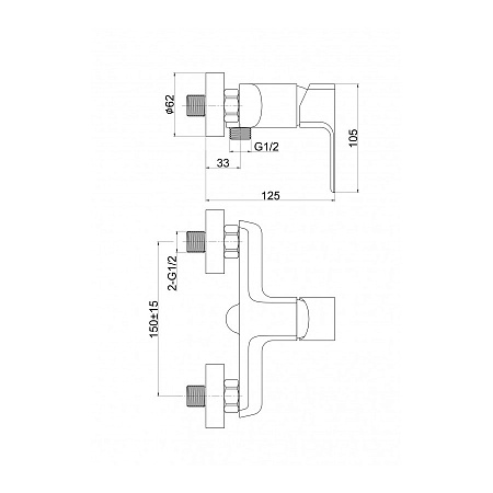 Смеситель Cersanit Geo 63041 для душа, хром