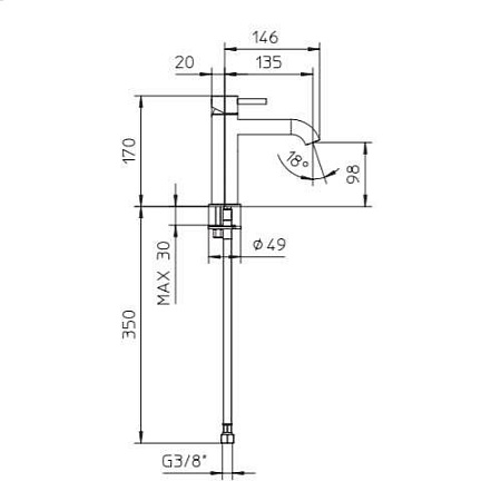 Смеситель Palazzani Mimo 02304538 для раковины, черный матовый