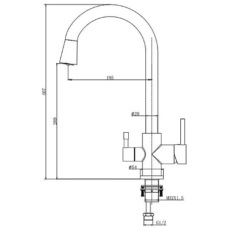Смеситель Aquatek AQ1085CR для кухонной мойки, хром