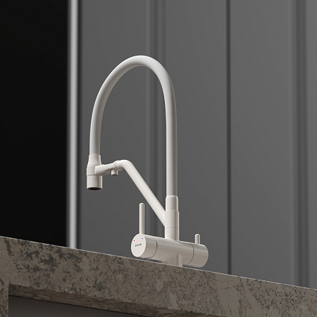 Смеситель для кухонной мойки Sancos Dora SC4003MW белый матовый