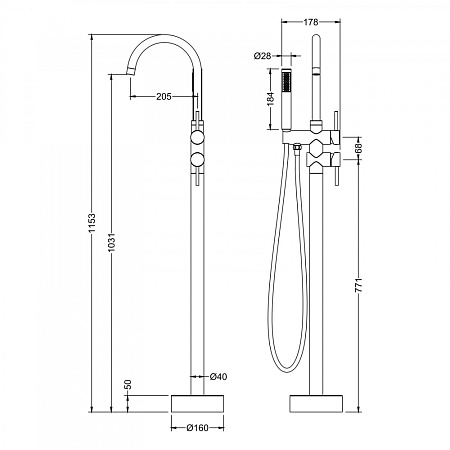 Смеситель Timo Saona 2300/00Y-CR напольный, хром