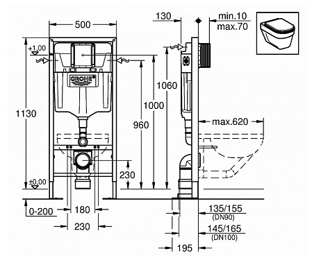 Система инсталляции Grohe Rapid SL 38584001 для унитазов, усиленная
