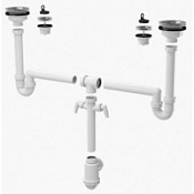 Сифон для раковины AlcaPlast A8000 для двойной мойки с подводкой