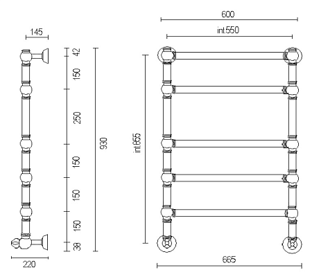 Полотенцесушитель водяной Margaroli Armonia 94645505RB женная бронза