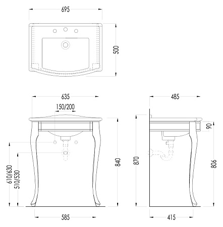 Консоль с раковиной Devon&Devon Westminster lady