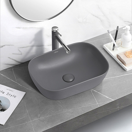 Раковина накладная ABBER Rechteck AC2200MG серый матовый