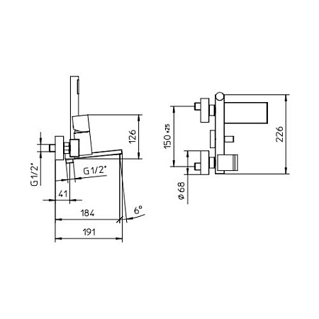 Смеситель Palazzani Track 09102510 для ванны с душем
