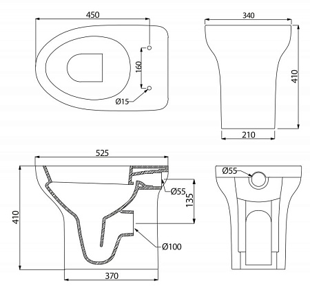 Чаша для унитаз приставного BelBagno Anto BB112CB