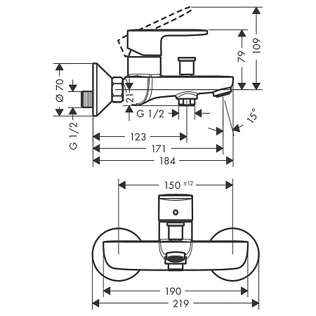 Смеситель Hansgrohe Vernis Blend 71440000 для ванны с душем, хром