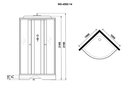 Душевая кабина Niagara Eco E100/13/TN 100x100x215 стекло тонированное/профиль серебро