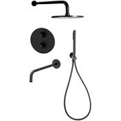 Душевой комплект Paffoni Light KITLIQ019NO046 с термостатом, черный матовый