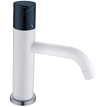 Смеситель Boheme Stick 121-W-MR-BLACK для раковины, ручка Mramor Black, белый/черный мрамор