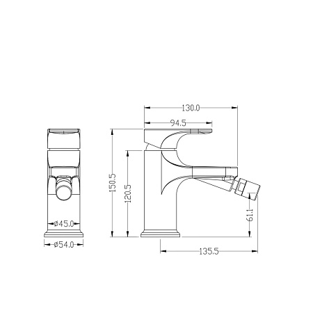 Смеситель Boheme Spectre 456-MG для биде, золото матовое