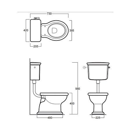 Унитаз напольный Simas Lante LA01bi вертикальный выпуск, с низким бачком, с боковой ручкой хром
