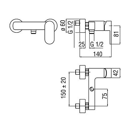 Смеситель Nobili Up UP94130BM для душа, черный матовый