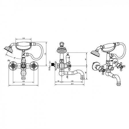 Смеситель Boheme Camelia 273-Camelia для ванны с душем, хром